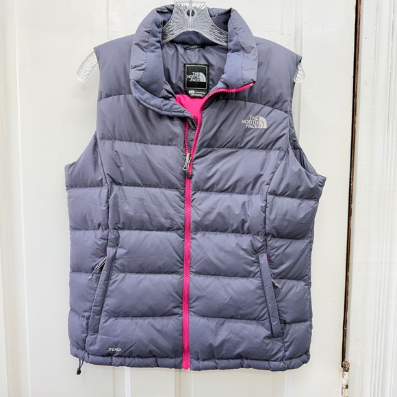 The North Face Jackets & Blazers - The North Face Womens 700 Fill Down Puffer Vest Grey Pink Medium Nuptse